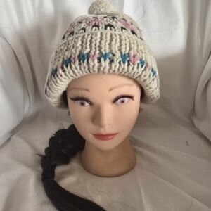 Mexican Wool knitted Pom Pom Beanie hat for woman Size one size Color c…